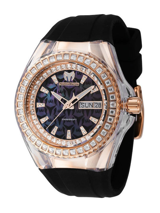 TechnoMarine Cruise Γυναικείο Ρολόι 40mm Μπαταρίας με Μαύρο Καουτσούκ Λουράκι
