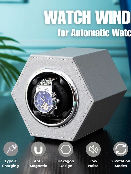Cutie Automată de Întors Ceasuri Iuni Întorcător Ceas Material Piele Ecologică Gri