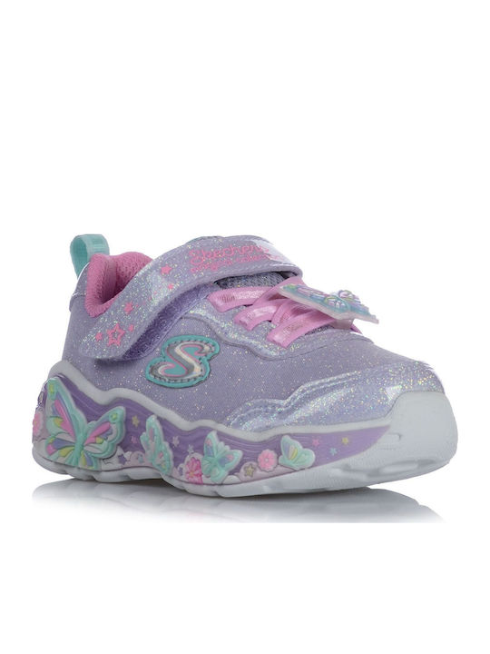 Kids Sneakers with Hoop & Loop Closure and Lights Purple