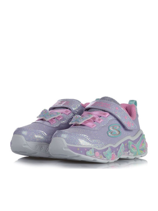 Kids Sneakers with Hoop & Loop Closure and Lights Purple