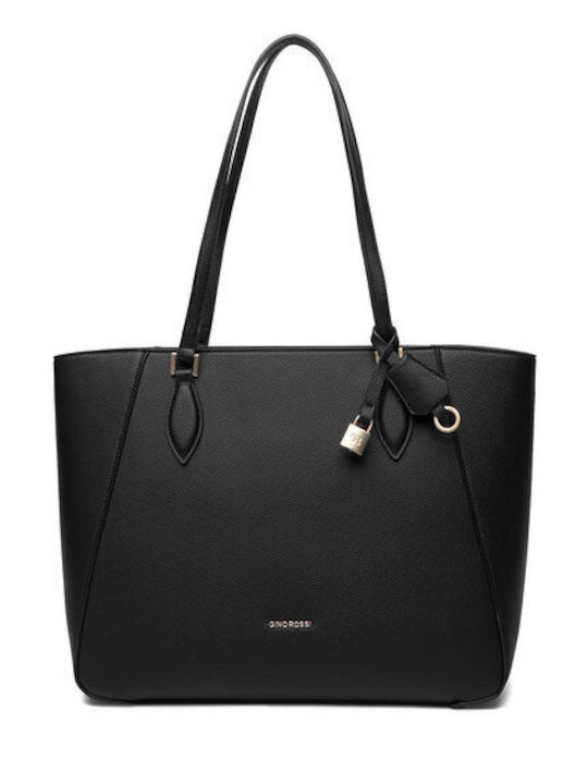 Stoff Damen Schultertasche Schwarz