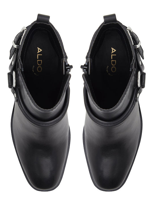 Leder Damen Stiefeletten Schwarz