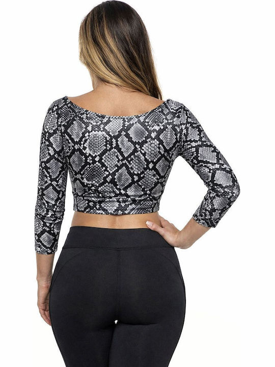 Women's Athletic Crop Top Long Sleeve Fast Drying Multicolour