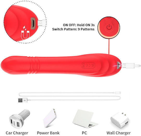B-Series Joy Вибратор Заек 22.7см Червен