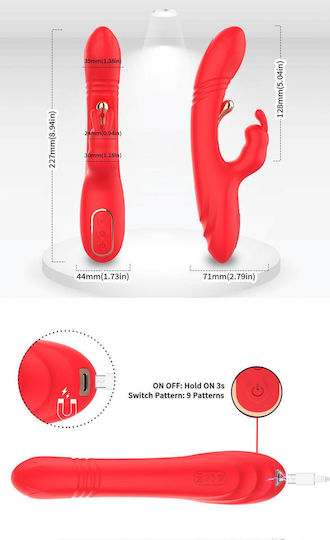 B-Series Joy Вибратор Заек 22.7см Червен