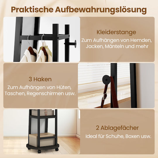Costway Boden- oder Standspiegel mit Schwarzem Holzrahmen