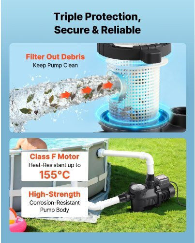 Vevor Single-Phase Pool Water Pump Filter With Maximum Supply 11100 Lt/h