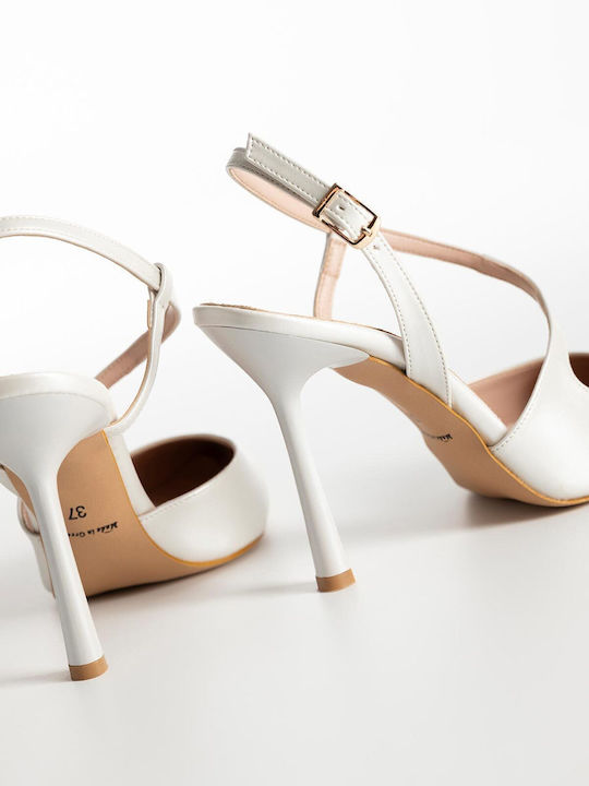 Pantofi cu toc cu Toc Stiletto & Curea Albe