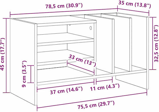 Living Room Cabinet Made of Particle Board Black Oak 78.5x35x45cm
