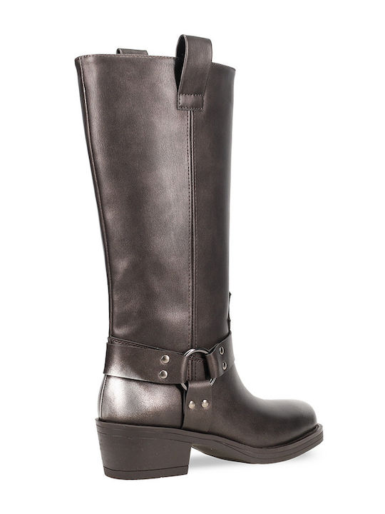 Women's Boots with Zipper Silver