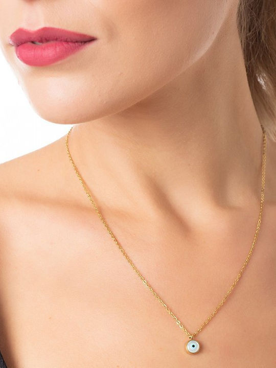 Oxzen Necklace Eye from Gold Plated Steel