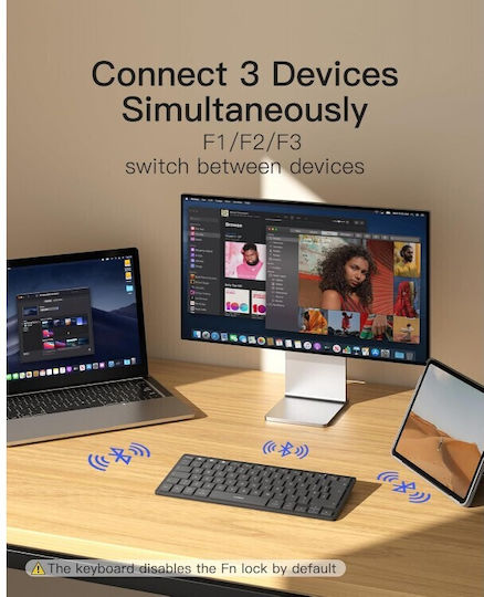 Inateck Ultra Slim Ασύρματο Bluetooth Πληκτρολόγιο για Tablet Αγγλικό US Γκρι