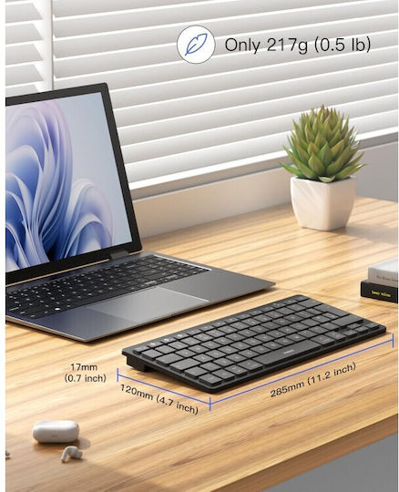 Inateck Ultra Slim Ασύρματο Bluetooth Πληκτρολόγιο για Tablet Αγγλικό US Γκρι