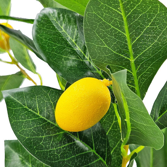 Artekko Lemon Tree Πράσινο Τεχνητό Δέντρο Λεμονιάς Μαύρη Γλάστρα 30x30x80 Cm