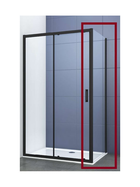 Piccadilly Feste Seite für Dusche 70x195cm Klarglas Schwarz