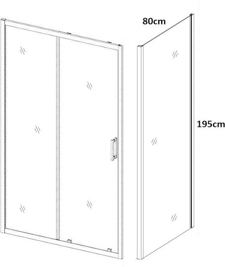 Piccadilly Σταθερό Πλαϊνό Ντουζιέρας 80x195cm Clear Glass Chrome