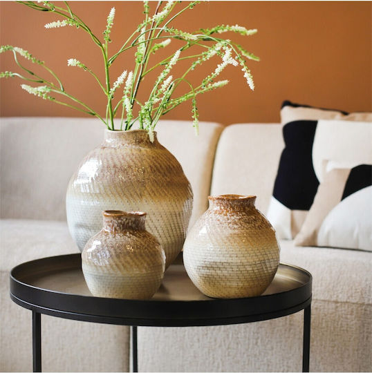 Ceramic Vase Brown Beige 14.2x15.2cm