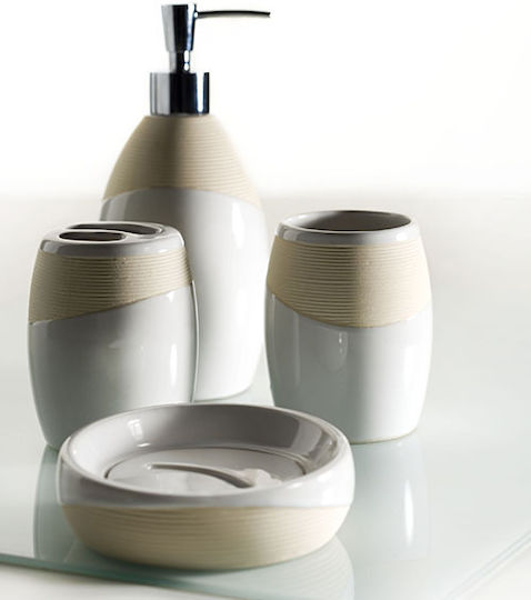 Bronze Art Dispenser Ceramic White
