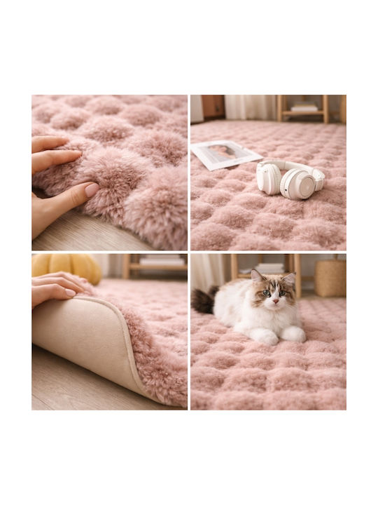 My Home Luxury Anti-slip Rug Rectangular Shaggy Pink