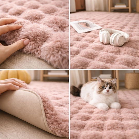 My Home Luxury Bubble Non-Slip Rectangular Shaggy Rug Pink 60x90cm