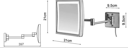 Bronze Art 64H8-10 Mărire Καθρέπτης Lumini LED 41x22cm