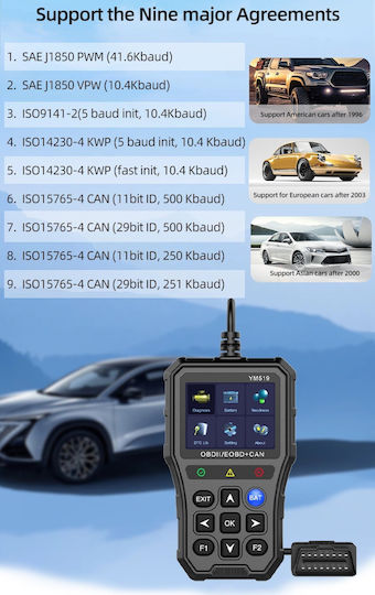 Instrument de diagnostic auto cu ecran OBD 2 cu cablu