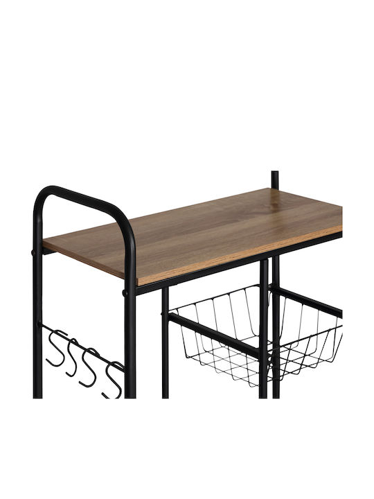 Metallisches Küchenwagen Mit 3 Ebenen Schwarz 57x30x85cm