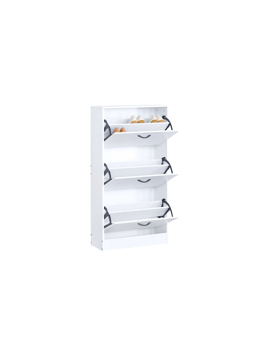 Wooden Shoe Organizer Zefiros 3 Doors White 60x24x116cm MDF Melamine