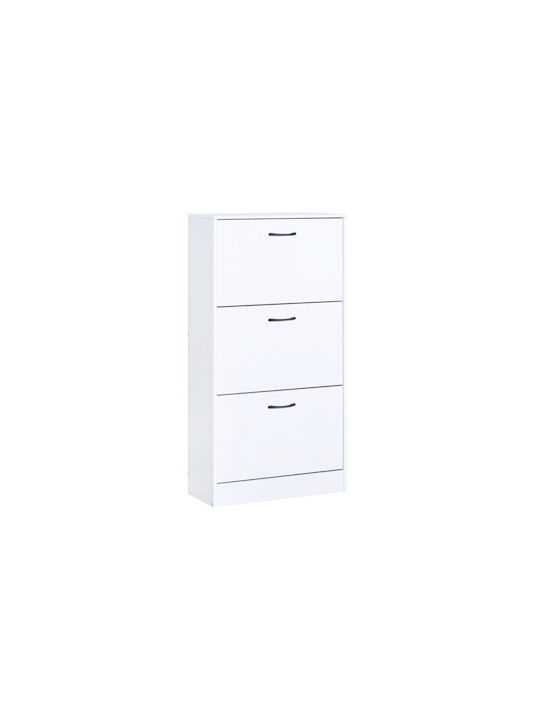 Wooden Shoe Organizer Zefiros 3 Doors White 60x24x116cm MDF Melamine