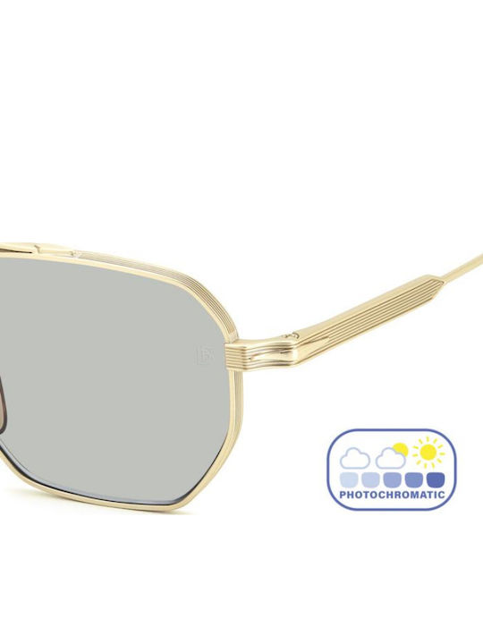 David Beckham Unisex Sunglasses With Gold Metallic Frame And Gold Lens