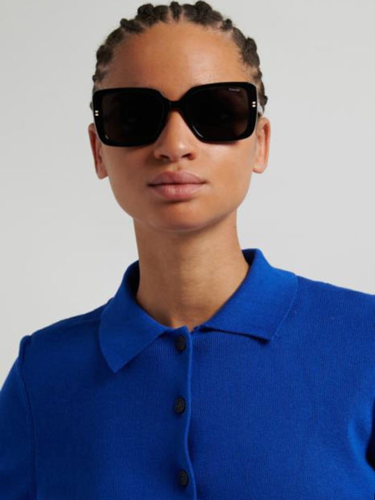 Polaroid Unisex Sunglasses With Black Horn-Rimmed Frame And Grey Lens PLD4199/S/X 807/M9