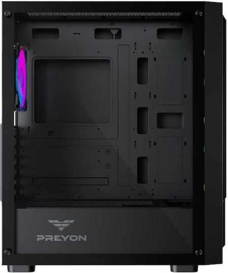 Preyon Nest Quarry Gaming Full Tower Κουτί Υπολογιστή με Πλαϊνό Παράθυρο και ARGB Φωτισμό Μαύρο
