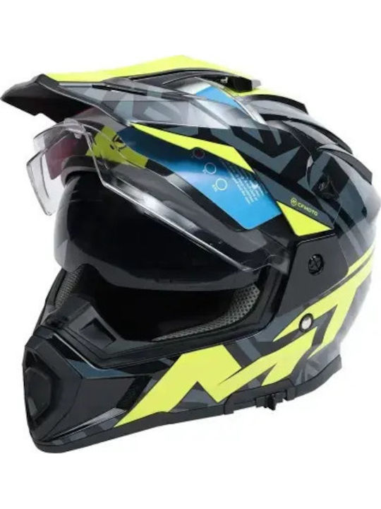CFMoto 450 MT Fluo Yellow Motorradhelm Ein-Aus DOT / ECE 22.06 mit Sonnenblende