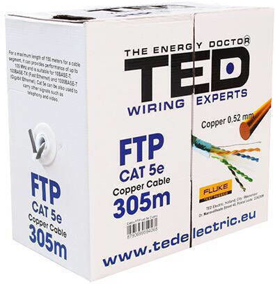 Ted Electric Accesoriu De Rețea Cablu Ftp Cat 5e Cupru 0.52mm 305m Ectr