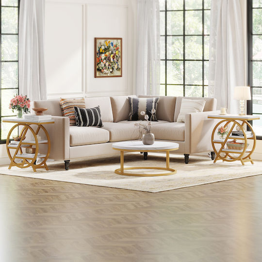Consolă Metalică cu Suprafață din Marmură Marble Effect/gold L65xL30xH66.5buc