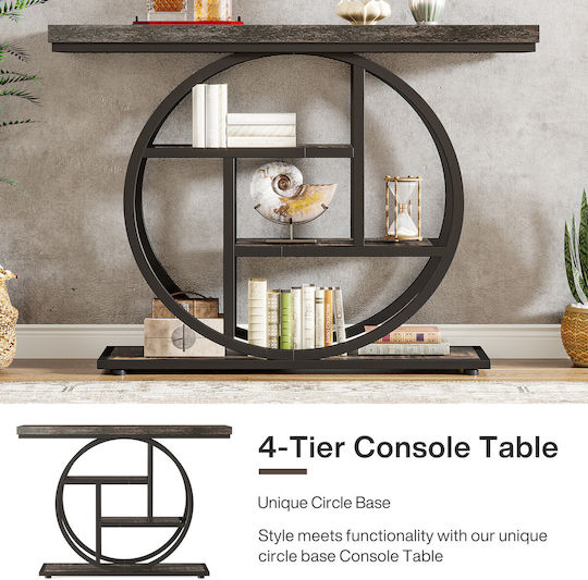 Κονσόλα από Μασίφ Ξύλο & Μέταλλο Wenge/black Μ105xΠ30xΥ80εκ.
