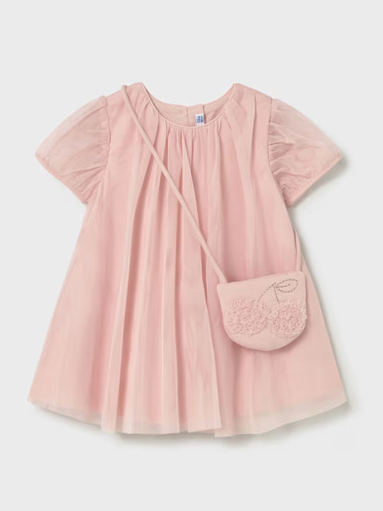 Mädchenkleid Kurzärmelig Tüll Rosa Fuchsia