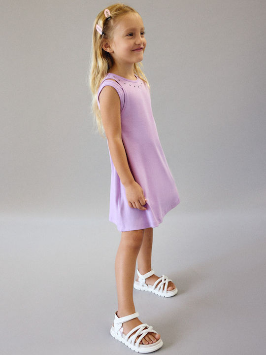 Mädchenkleid Ärmellos Set aus 2 mit Zubehör Flieder