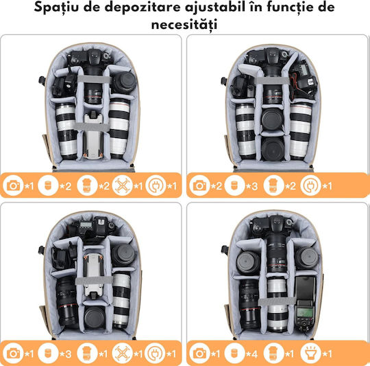 Rucsac Profesional Pentru Camere Multifuncțional Dslr Mirrorless Sport Cameră Dronă Suport Trepied Lentile Accesorii Spațiu Laptop Design Ergonomic Material Rezistent La Apă Compartimente Reglabile Buzunar Antifurt 44x30x19cm