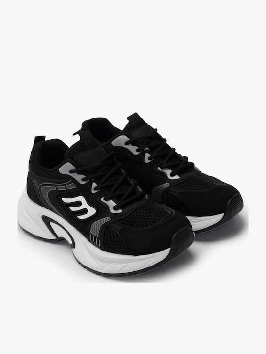Μαύρα Sneakers Δίχτυ Chunky Σόλα