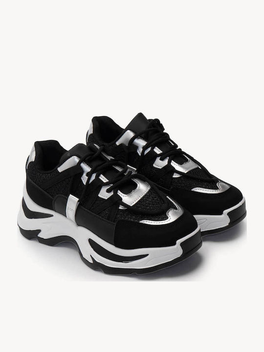 Μαύρα Sneakers Συνδυασμό Mesh Συνθετικού Υλικού