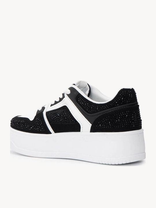 Black Women's Sneakers Rhinestones Reinforced Sole