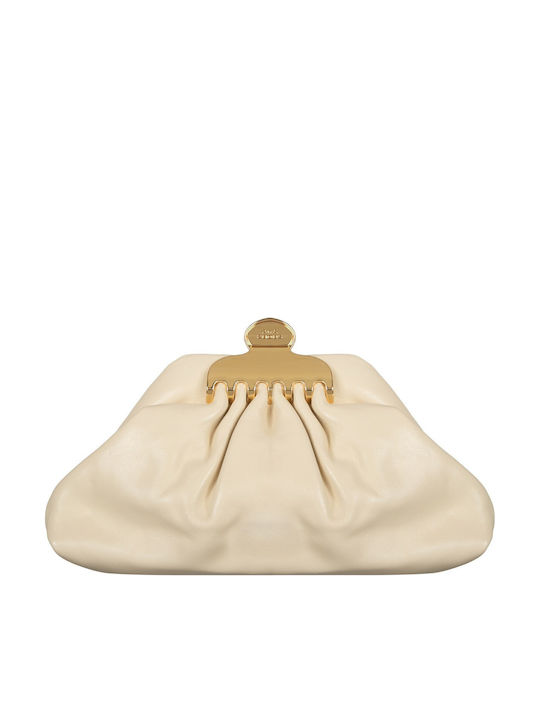 Leather Women's Clutch Ecru