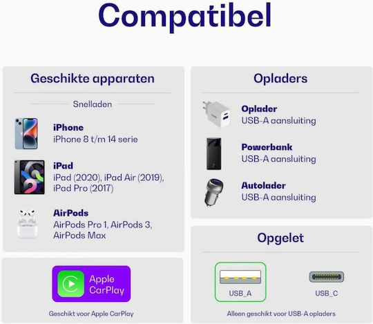 Buddi Flex USB-A to Lightning Cable 12W Λευκό 1m
