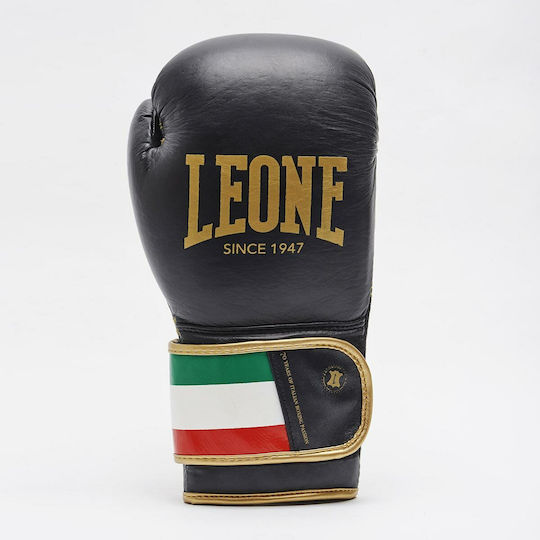 Leone Italy '47 Δερμάτινα Γάντια Πυγμαχίας για Αγώνα Μαύρα