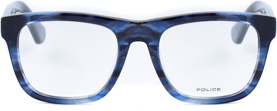 Police Men's Blue Acetate Prescription Eyeglass Frame VPLE37N 06WR
