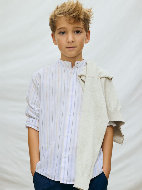 Kids Striped Shirt Long Sleeve Light Blue