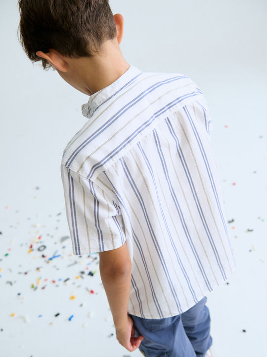 Kinder Gestreift Hemd Kurzarm Blue Striped