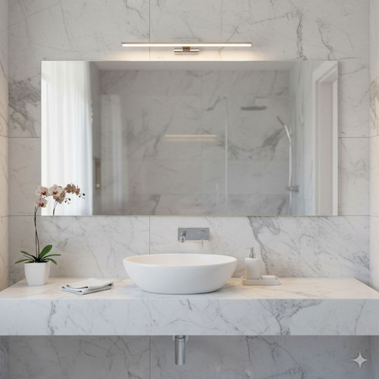 Adeleq Lamp Bathroom with Integrated LED and Natural White Light Silver 60cm
