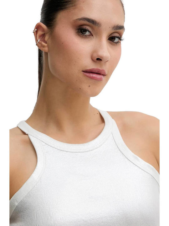 Karl Damen Baumwoll-Ärmellose Silber Bluse